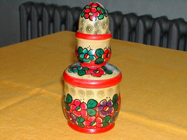 AC15. Unusual Polkhov Egg Cup Box 7.5"