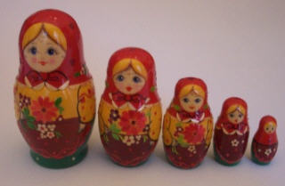 AG11. Kirov Straw Inlaid Doll (Modern) 5 piece 5 inch