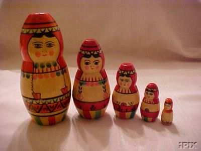 AL02. Mordva Nesting Maidens 5 nest - 6 inches