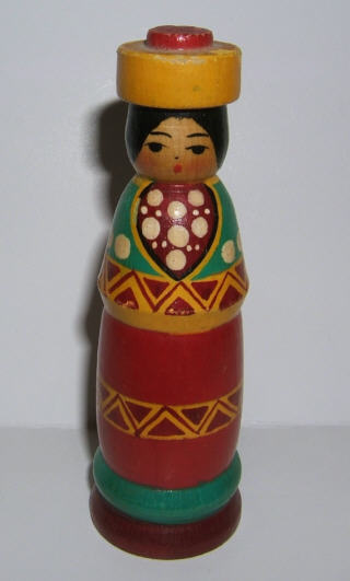 AS14. Tall Solid Druzba Doll with Cylindrical Hat 4”