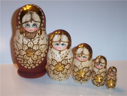 AU02. Bogorodsk Nesting dolls 6", 5n