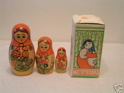 AV45. USSR Orange Matryoshka – in box 4” 3n
