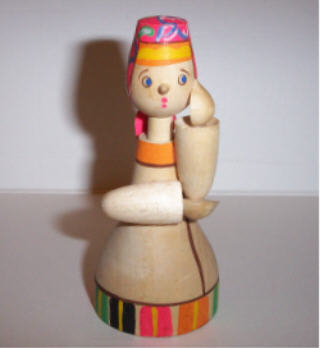 AV52. Interesting Bright Solid USSR Doll 4.5"