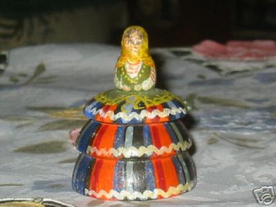 BA27. Tiny Antique Polish Box Maiden (Rare) 2”