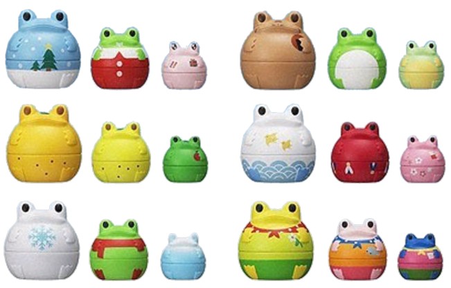 DC26. Bandai Frog Nested Dolls 2” 3n (6 sets)