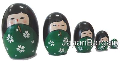 DC32. Geisha Kokeshi Nesting Doll 3.75” 5n