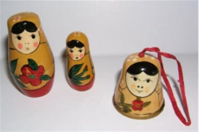DH12B & C. China Pig Faced Doll 2n 2.25" & Bell 1.5"