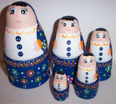 FB04. Columbia Tall Matryoshka (Blue) 6.5", 5n