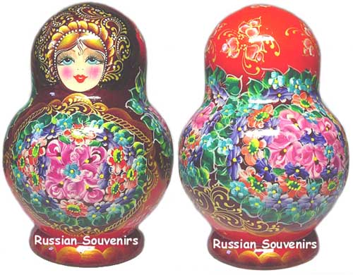 HA01. Russian Nesting Doll - Red Flowers - 40 nest