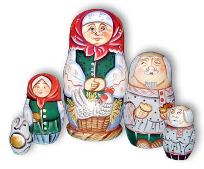 HE05. Old Lady with Hen - Golden Egg 5pc