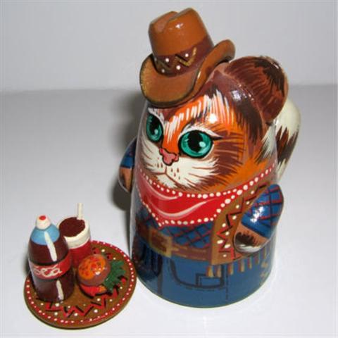 HG12. American Cat with Burger and Coke 3" HG12. American Cat with Burger and Coke 3"