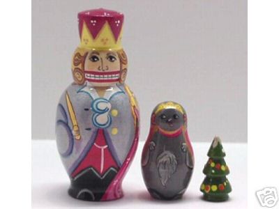 HG22. Nutcracker Russian Nesting Doll 3n 3.5"