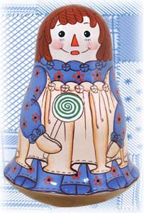 HG23. Raggedy Ann Lollipop Chime Doll 5”