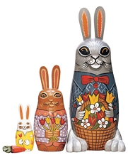 HN35. Bunny Family Nesting Doll Set 7.25" 4n