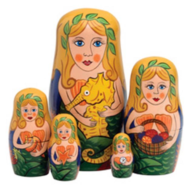 HN43. Bits & Pieces Mermaid Nesting Doll 5.5" 5n