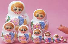 HP07. Set/10 Nesting Ladies, 4" (White / Pastel) HP07. Set/10 Nesting Ladies, 4" (White / Pastel)