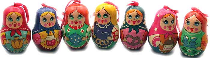HQ10. Matryoshka Christmas Ornaments 2", 7pc