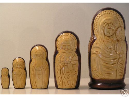 JA15. Russian Orthodox icon nesting dolls 7" 5n