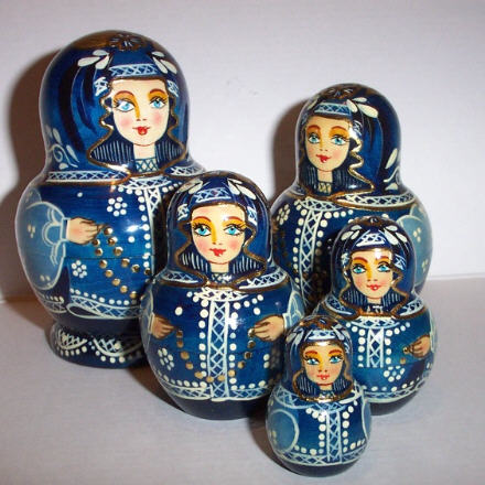 JA19. Ornate Blue and Gold Art Doll 4.5" 5n
