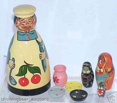 JA21. Cook with dog cat mouse and dishes 7pc