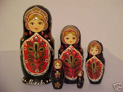 JA23. Black Beauty Nesting dolls 5” 5n