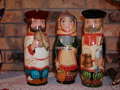 JA29. Folk Russian Bottle Holders with unique Hats 9”