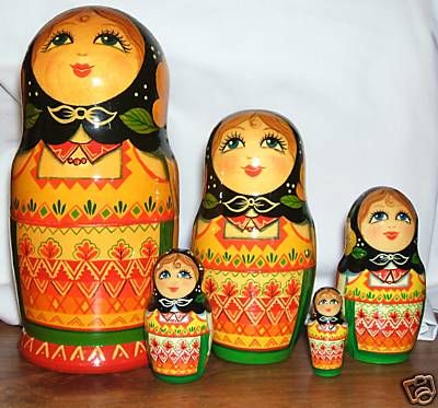 JA49. Wide Eyed Geometric Apron Art Dolls 6.5” 5n JA49. Wide Eyed Geometric Apron Art Dolls 6.5” 5n