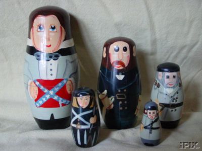 JC10. Civil War Military Nesting Dolls 5" 6n (1992) JC10. Civil War Military Nesting Dolls 5" 6n (1992)