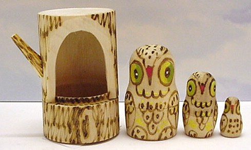 MA31. Three Owls in a Tree 4" - Russian