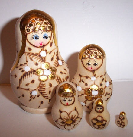 MA33. Small Wood Burned Doll 3.5" 5n