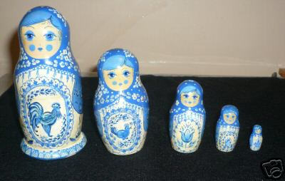 MA41. Russian Gzhel Nesting Doll 5” 5n MA41. Russian Gzhel Nesting Doll 5” 5n