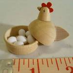 MA48. Wooden Hen with Eggs 1” 7pc MA48. Wooden Hen with Eggs 1” 7pc