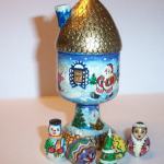 MC06. Gilt Christmas House 6.25", 6pc MC06. Gilt Christmas House 6.25", 6pc