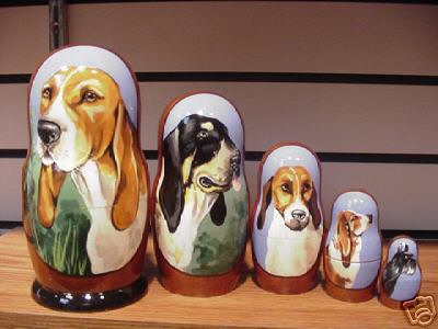 MI03. Russian Dogs Nesting Doll 7"