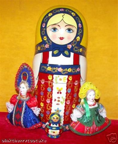 MI05. Wooden and Cloth Mixed Dolls 10" 4pc