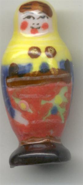 PB19. Mini Ceramic Matryoshka Charm 1"