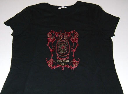 PE07. Black Russian Doll T-Shirt