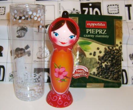PJ47. French Plastic Pepper Mill Doll 6”