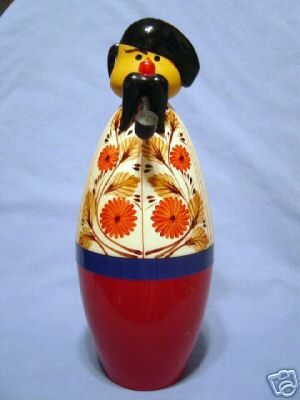 PJ49. Vintage Ukraine Plastic Doll Decanter 13"