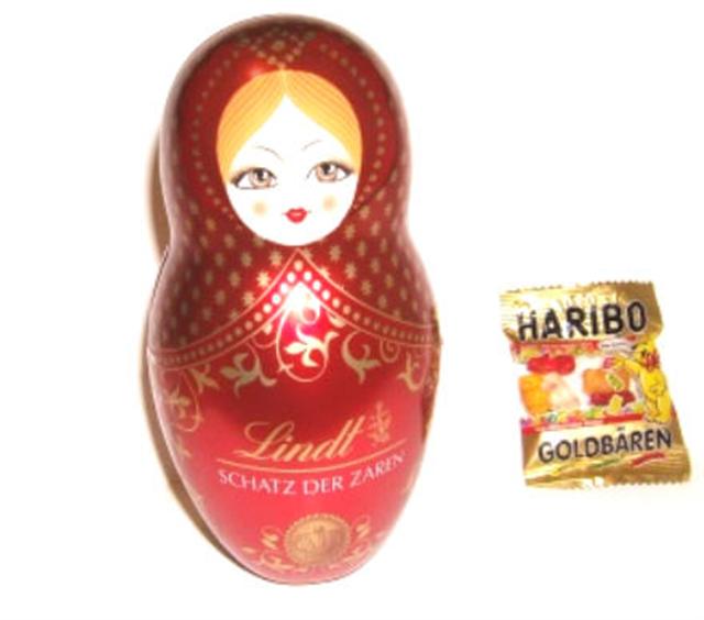 PJ60. Lindt brand Matryoshka Chocolate Tin 6.5"
