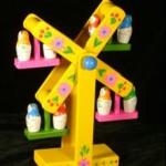 PK03. Wood Carousel Wheel with 8 Doll Riders 12"
