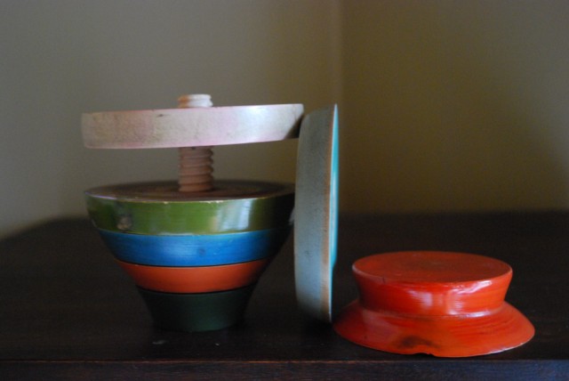 AW10-2. Antique Russian Stacking Toy 4” 7pc (Open)