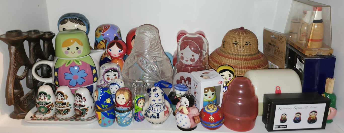 Shelf-L4. Condiments, Tea pots, Candle Holders and other items